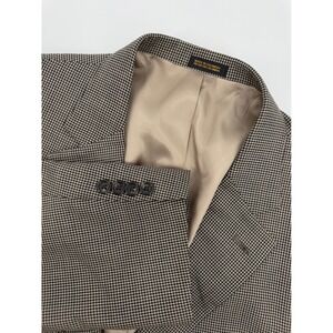 Stafford Jacket Mens 46R Brown‎ Houndstooth Wool Sport Coat Blazer Two Button